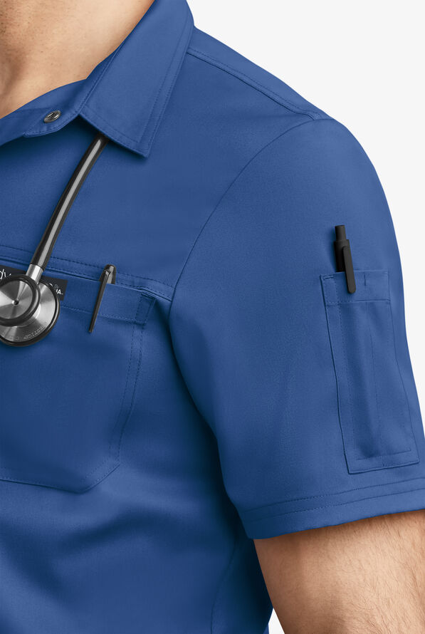 Advantage STRETCH Men's 3-Pocket Short Sleeve Polo with Back Air-Mesh Panels - Royal - 3