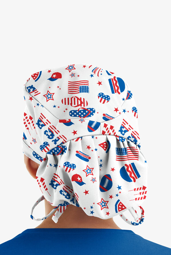 UA Party in the USA White Printed Women's Surgical Scrub Hat - null - 2