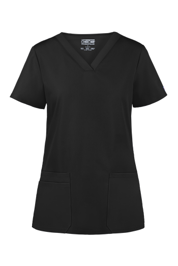 Blusa m&eacute;dica Cherokee Workwear con cuello en V con ribete de tejido acanalado y 3 bolsillos para mujer