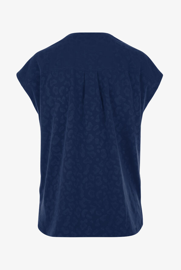 Healing Hands Purple Label Jayden Women's 2-Pocket STRETCH Leopard Jacquard Dolman Sleeve Scrub Top - Navy - 2