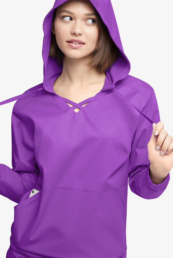 Sudadera m&eacute;dica UA Butter-soft STRETCH con capucha y 4 bolsillos para mujer - Wild Plum - 4
