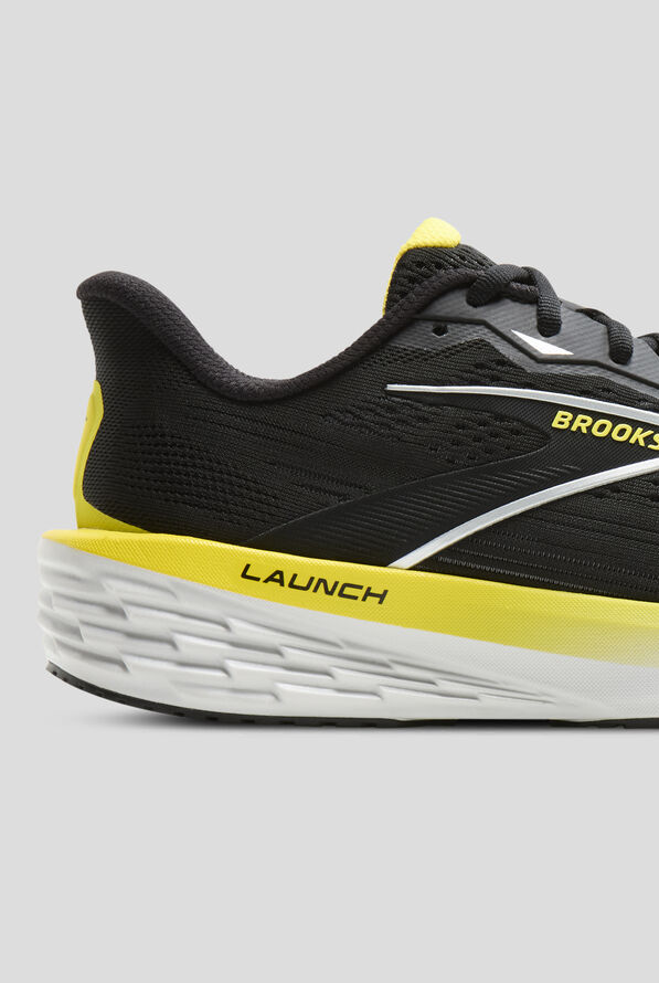 Brooks Men's Launch 12 Black/Cyber Yellow/Oyste Athletic Lace Up Shoes - null - 4