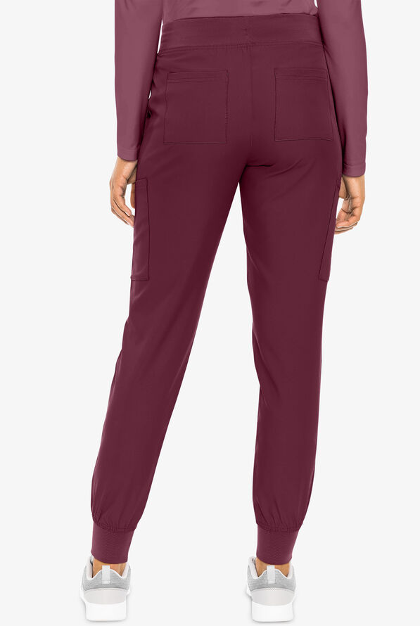 Med Couture Insight Women's 6-Pocket Cargo Jogger Scrub Pants - Wine - 4