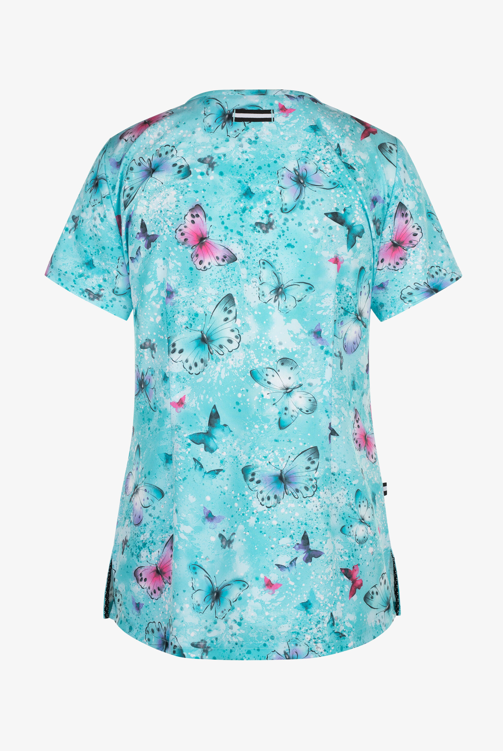 koi Next Gen Splatterflies Women's 2-Pocket STRETCH V-Neck