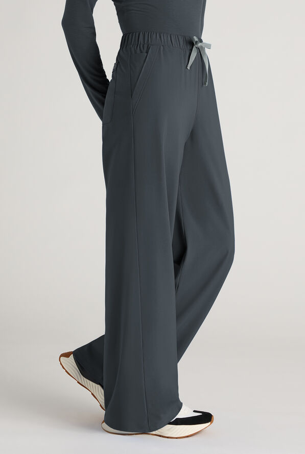 Easy STRETCH Hunter Women's 6-Pocket Relaxed Fit Wide Leg Scrub Pant - Petite - Pewter - 6