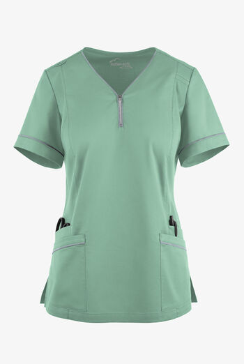 Butter-Soft STRETCH Women's 5-Pocket V-Neck with Front Zipper Scrub Top