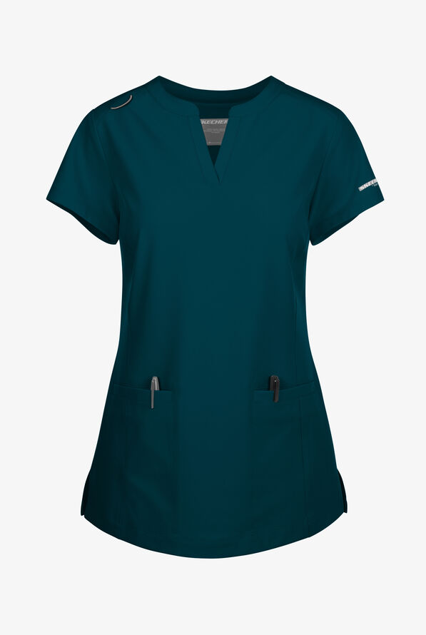 Blusa médica Skechers by Barco Coast STRETCH con tapeta en el cuello en V y 2 bolsillos para mujer - Bahama Blue - 1