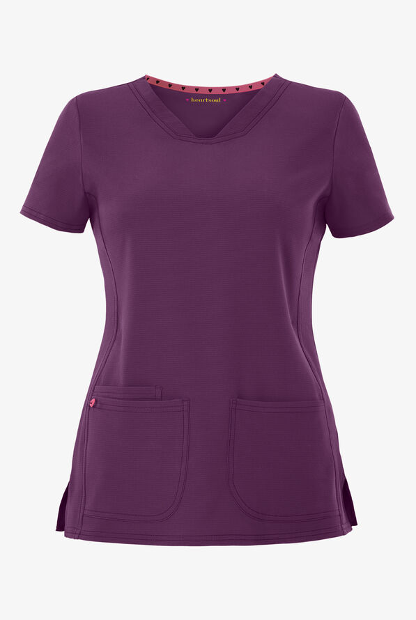 heartsoul Break On Through Women's 3-Pocket Pitter-Pat V-Neck Scrub Top - Eggplant - 1