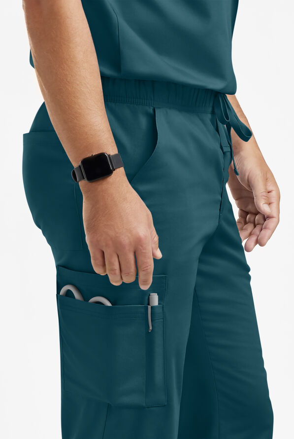 Butter-Soft Originals Men's 9-Pocket Straight Leg Cargo Scrub Pants - Caribbean Blue - 2