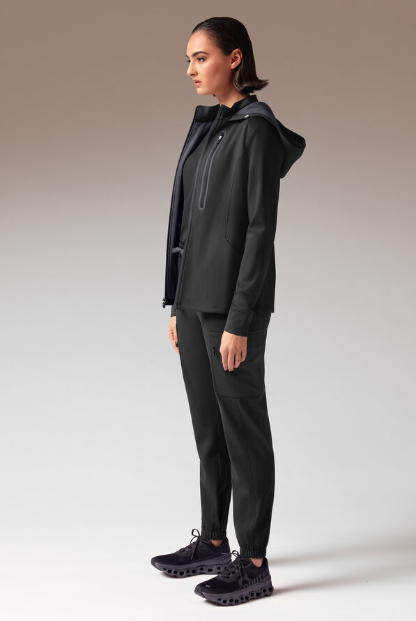 Hypothesis Super-Dermal Women’s Zip Front Multi-Pocket Scrub Jacket - Jet Black/Pewter - 3