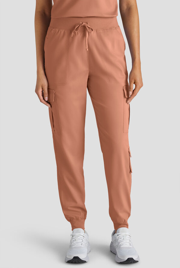 Butter-Soft STRETCH FLXTEK+ Women's 8-Pocket Cargo Jogger Scrub Pant - Terracotta - 1