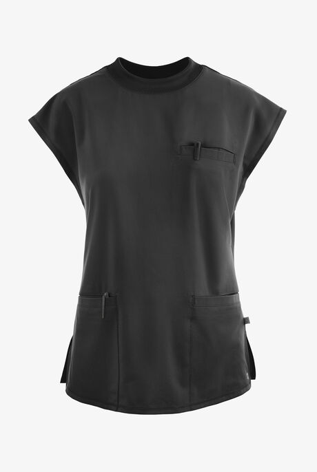 Infinity Women's 4-Pocket STRETCH Dolman Sleeve Rib-Knit Mock Neck Scrub Top