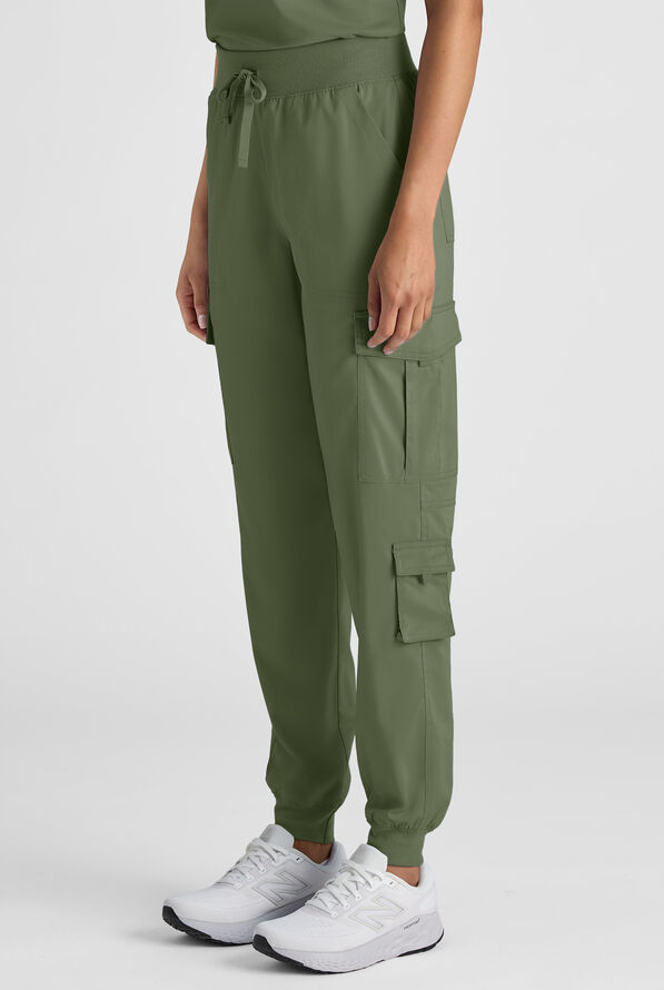 Butter-Soft STRETCH FLXTEK+ Women's 8-Pocket Cargo Jogger Scrub Pant - Light Olive - 2