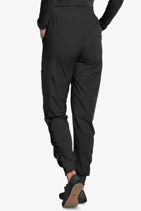 Pantalón médico White Cross FIT STRETCH Petite estilo jogger fruncido con 4 bolsillos para mujer - Black - 3