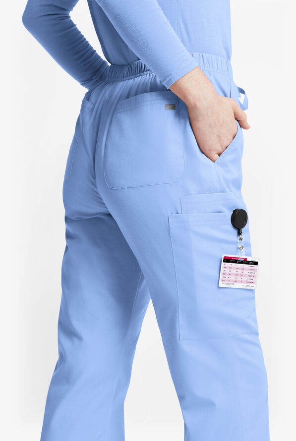 Butter-Soft Originals Women's 6-Pocket Mid Rise Flare Leg Scrub Pants - Tall - Ceil Blue - 3