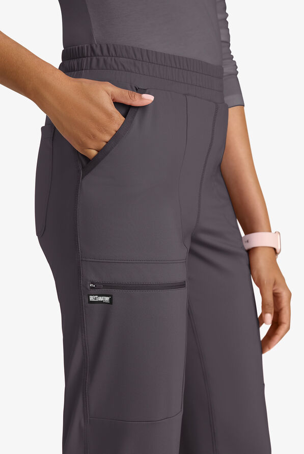 Grey's Anatomy by Barco Knit STRETCH Momentum Women's 6-Pocket Cargo Scrub Pants - Steel Gray - 2
