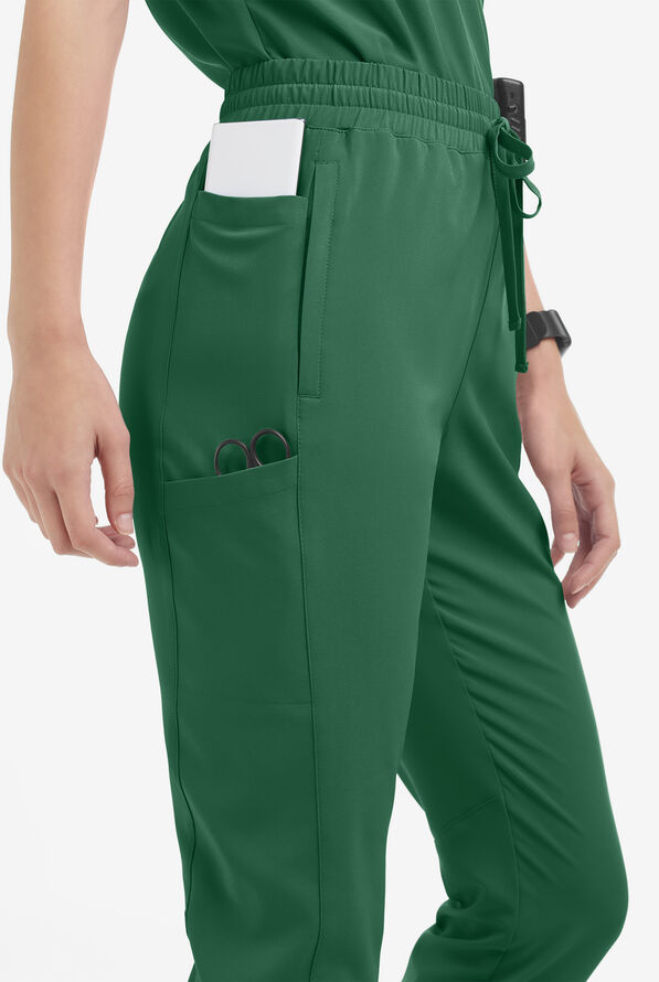 Pantal&oacute;n m&eacute;dico Easy STRETCH Kourtney estilo jogger con piernas delgadas modernas y 5 bolsillos para mujer - Hunter - 3