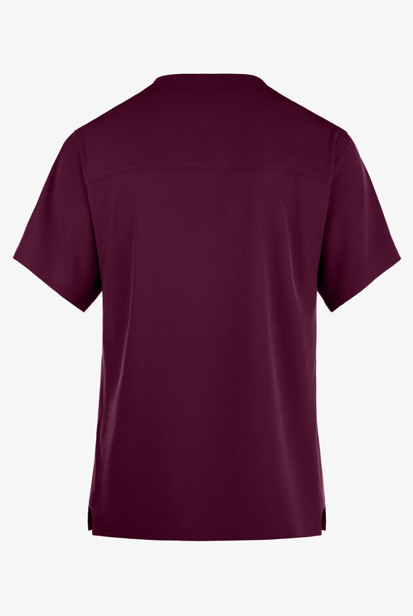 Skechers by Barco Structure Men's 1-Pocket STRETCH V-Neck Scrub Top - Wine - 3