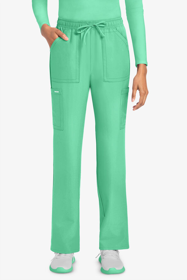 Cherokee Workwear Originals Ultra Women's 4-Pocket Drawstring Cargo Scrub Pants - Botanical Green - 1