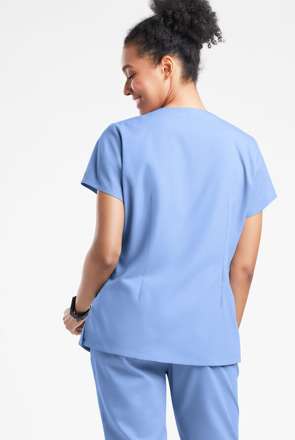 Butter-Soft Originals Women's 6-Pocket Scallop Neck Scrub Top - Ceil Blue - 3