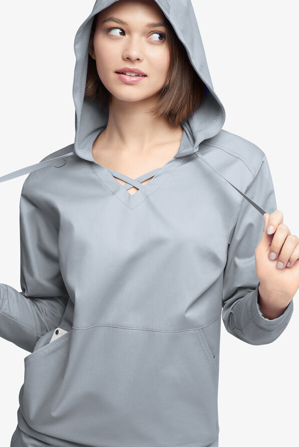 Sudadera m&eacute;dica UA Butter-soft STRETCH con capucha y 4 bolsillos para mujer - Silver - 4