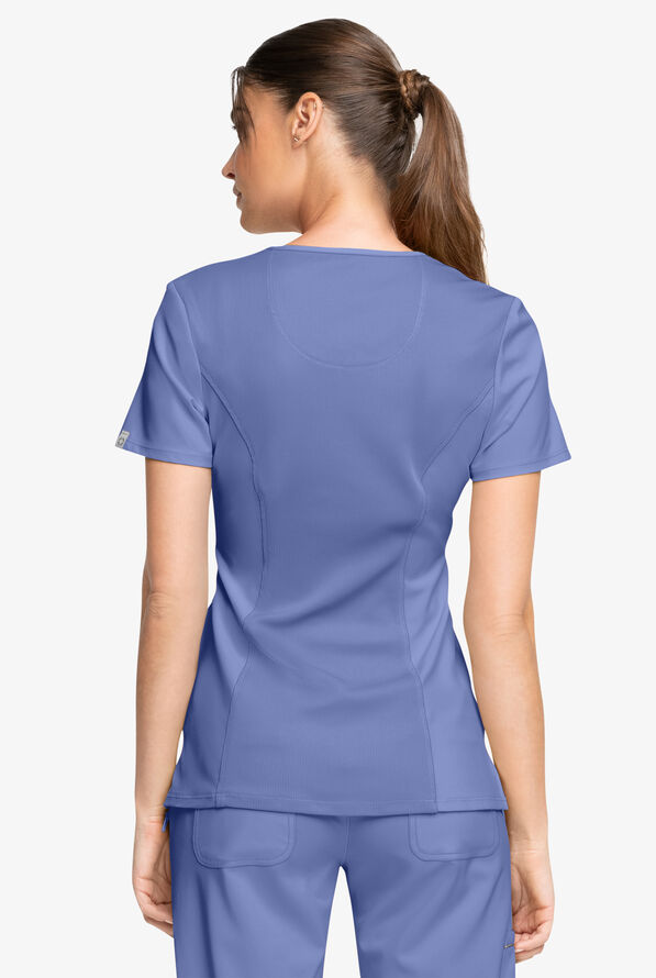 Infinity Women's 3-Pocket STRETCH Round Neck Scrub Top - Ceil Blue - 4