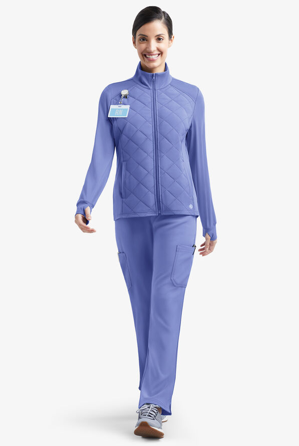 Easy STRETCH Keira Quilted Long Sleeve Scrub Jacket, Nursing Jackets