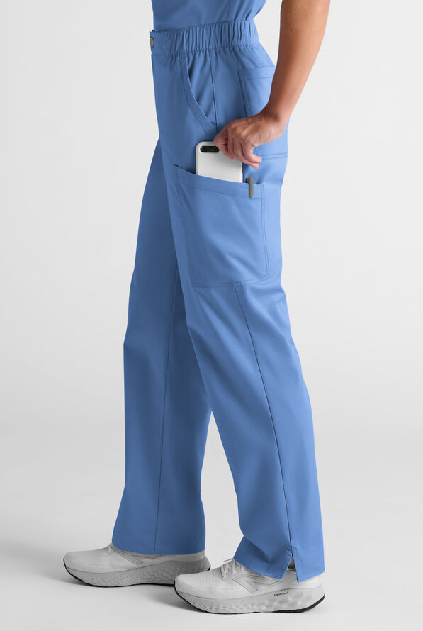 Pantal&oacute;n m&eacute;dico Butter-Soft STRETCH estilo cargo con bragueta y 10 bolsillos para mujer - Ceil Blue - 4