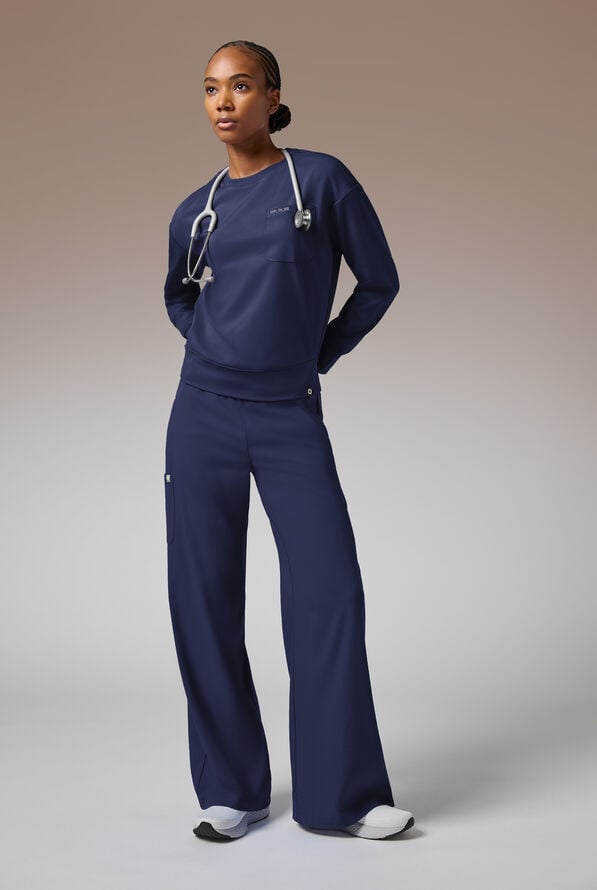 Pantal&oacute;n m&eacute;dico Hypothesis Y-Band estilo yoga con piernas anchas y 6 bolsillos para mujer - Navy - 2