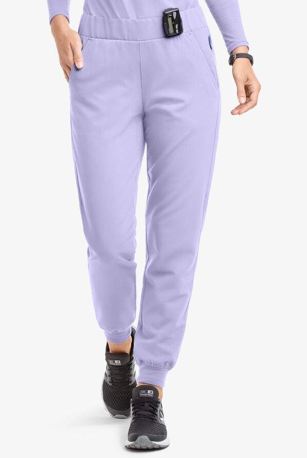 MOVEMENT by Butter-Soft Vega Women's 5-Pocket Flat Front Jogger STRETCH Scrub Pants - Tall - Grape Haze - 1