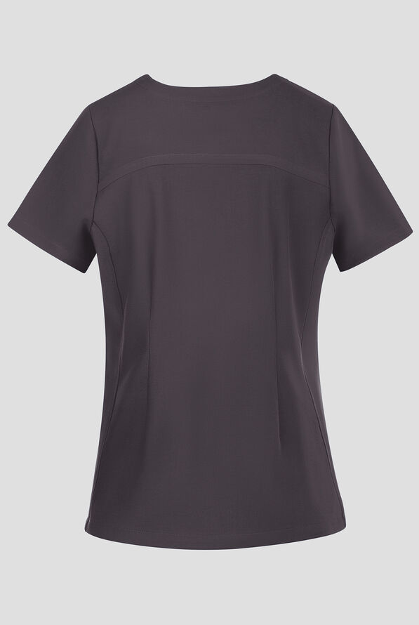 Healing Hands Quest Briana Women's 3-Pocket STRETCH Y-Neck Scrub Top - Pewter - 2