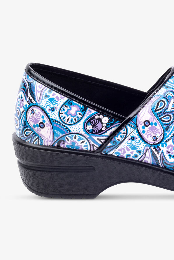 Savvy Women's Brandy Blue Purple Paisley Patent Leather Nursing Clogs - null - 4