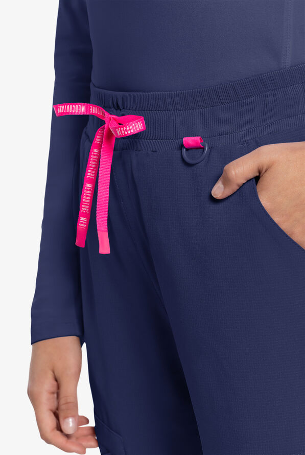 Med Couture Amp Women's 4-Pocket STRETCH Drawstring Scrub Pant - Navy - 3