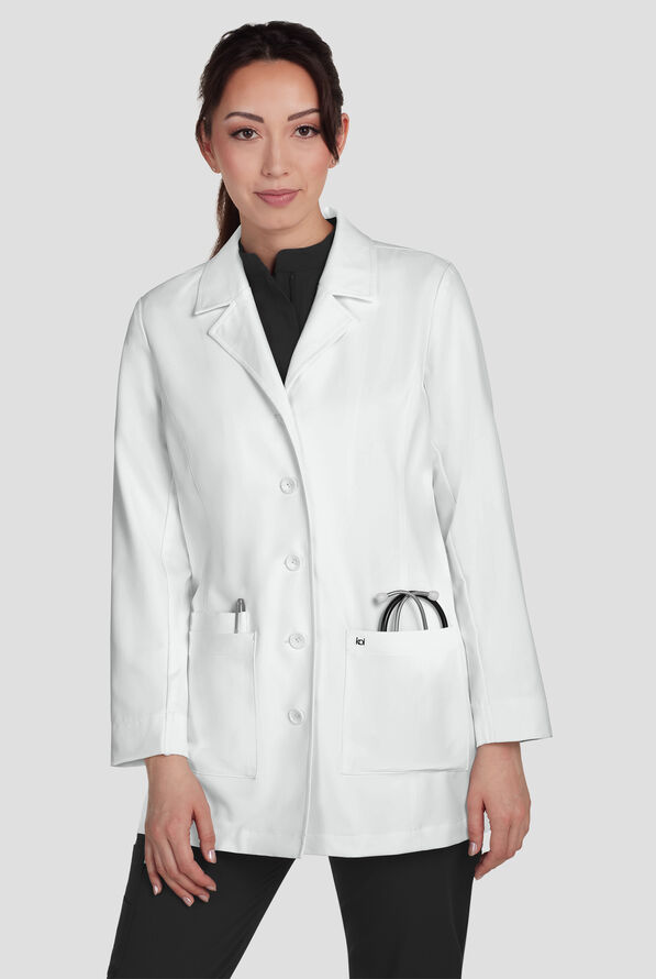 Koi Essentials Hema Women's 31 1/2" 4-Pocket Lab Coat - White - 2