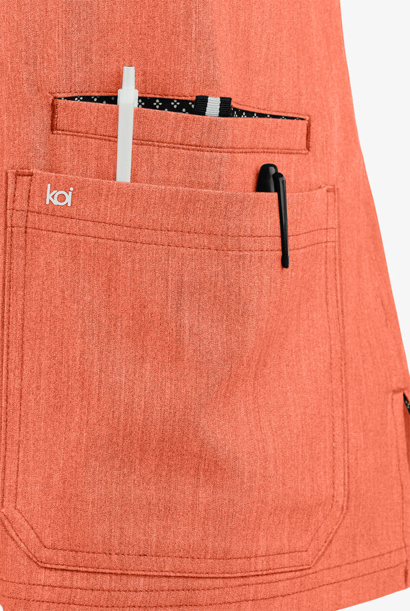 koi Next Gen Hustle and Heart Women's 3-Pocket STRETCH V-Neck Scrub Top - Heather Coral - 3
