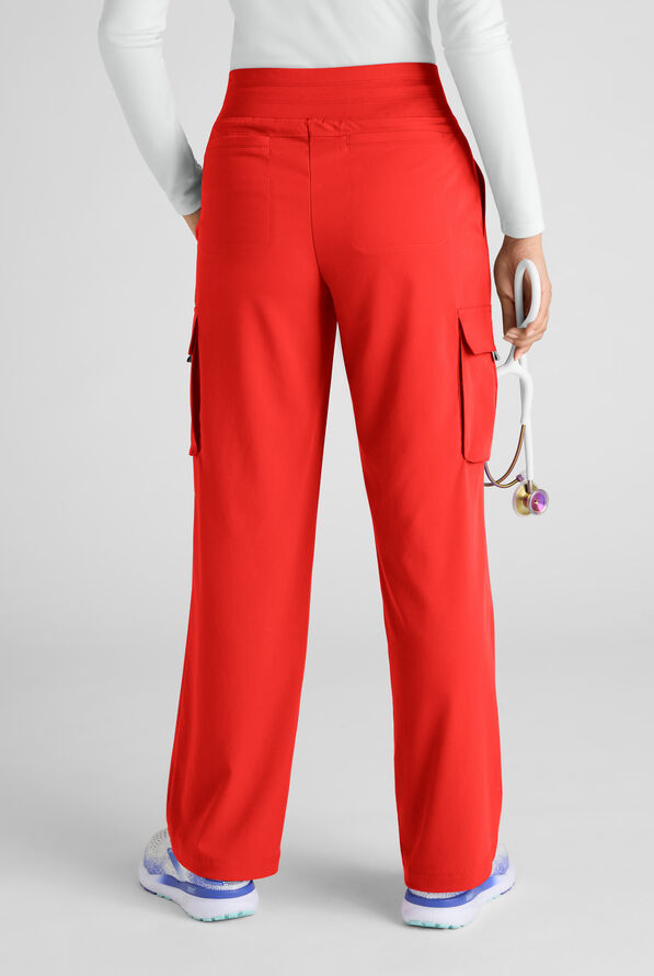 Pantal&oacute;n m&eacute;dico Grey's Anatomy by Barco Emerge Teagan STRETCH de tiro alto con piernas anchas y 6 bolsillos para mujer - Sunset Orange - 3
