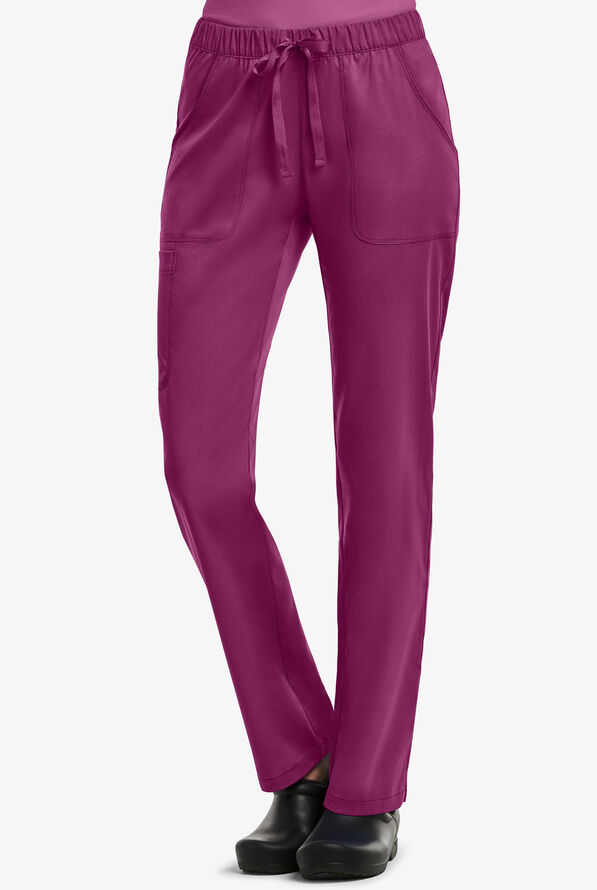 Pantalón médico Maevn Matrix STRETCH petite estilo cargo con cintura elástica y 5 bolsillos para mujer - Hollyhock - 1