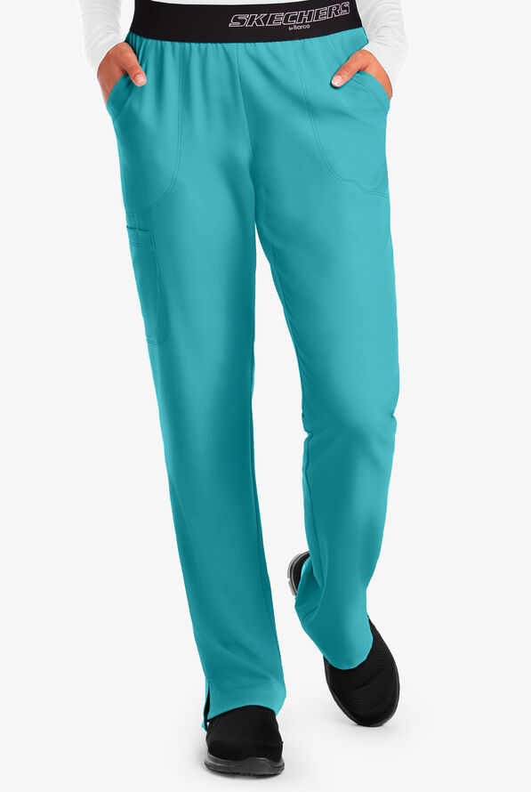 Pantalón médico Skechers Vitality estilo cargo con 3 bolsillos para mujer  - Teal - 1