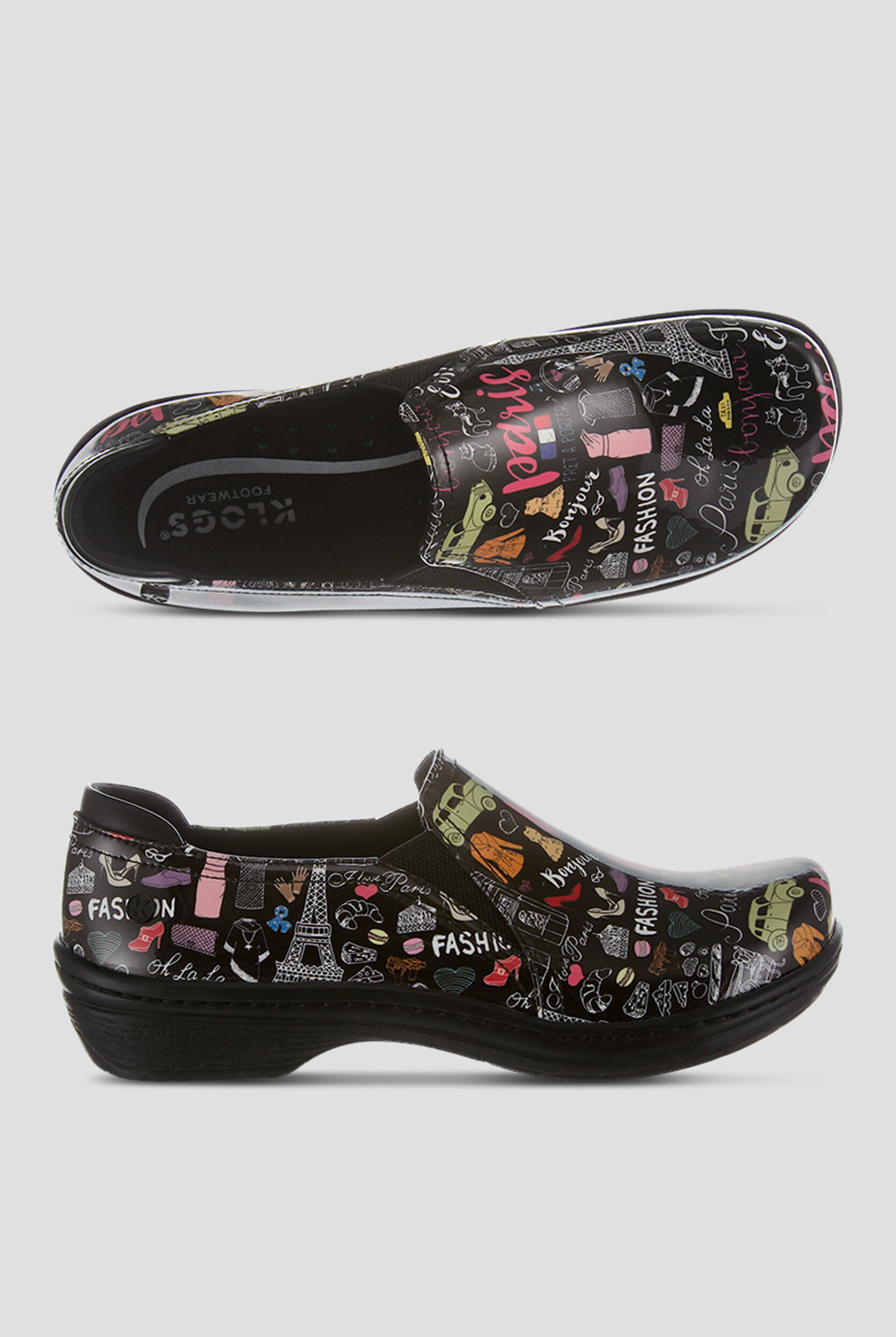 Klogs Moxy Women's SR Paris Print Clogs, Nursing Clogs