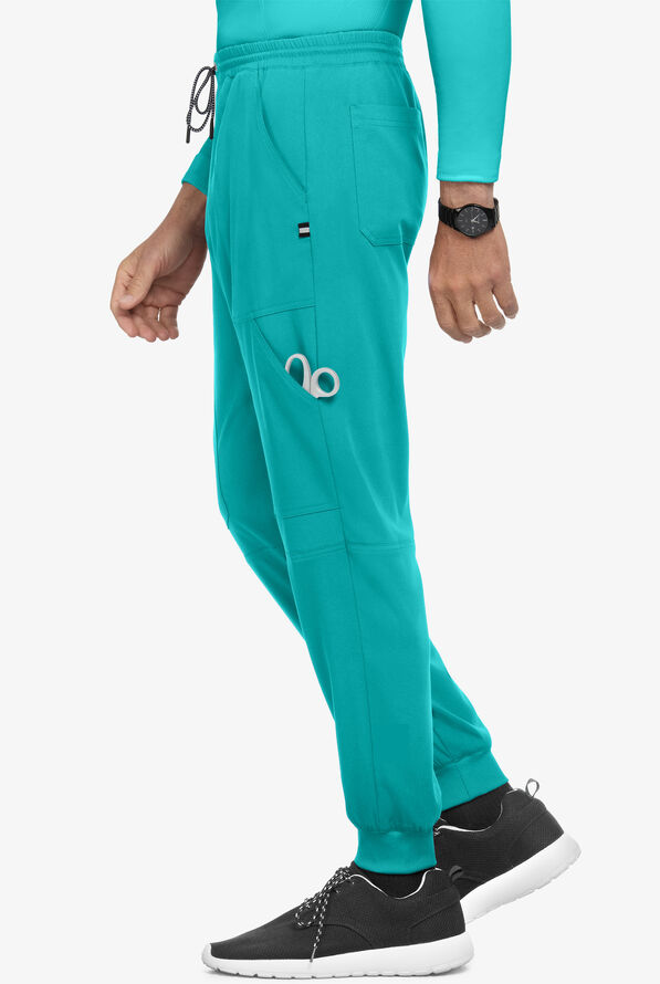 koi Next Gen Day to Night Men's 7-Pocket STRETCH Cargo Jogger Scrub Pants - Teal - 3