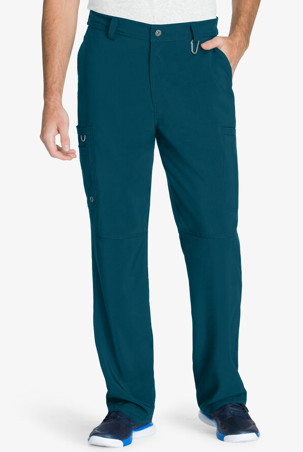 Infinity Men's 5-Pocket STRETCH Tapered Leg Cargo Scrub Pants - Tall - Caribbean Blue - 1