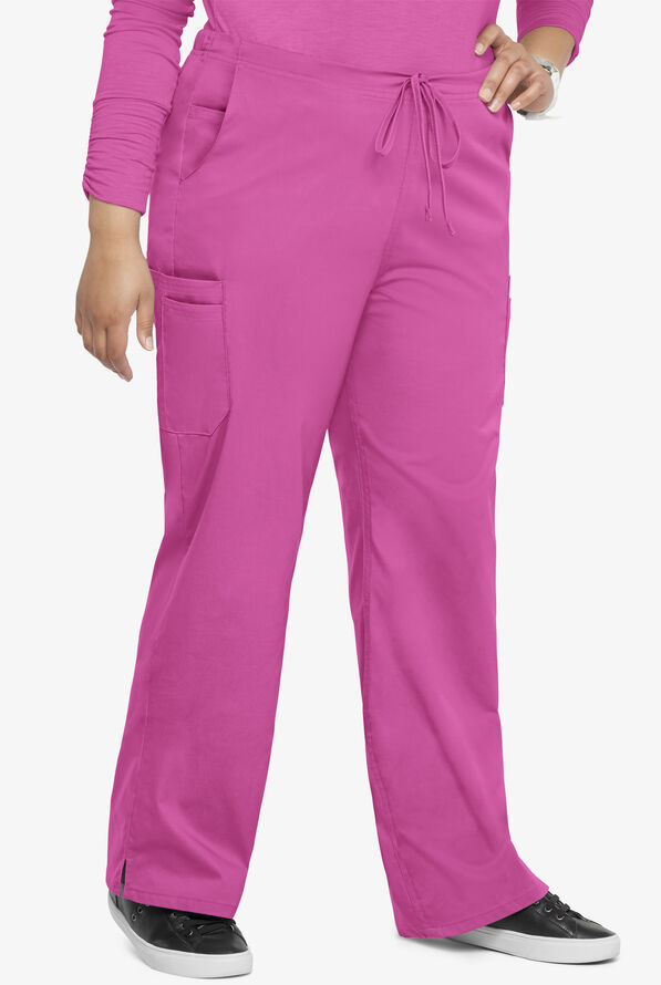 Butter-Soft STRETCH Women's 9-Pocket Drawstring with Back Elastic Scrub Pants - Rosebud - 3