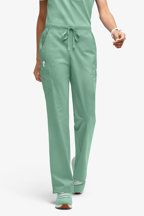 Butter-Soft STRETCH Women’s 10-Pocket Mid Rise Straight Leg Scrub Pant - Tall - Water Mint - 1