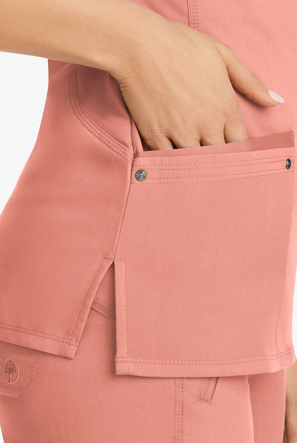 Healing Hands Purple Label Juliet Women's 2-Pocket STRETCH Princess Seam Scrub Top - Velvet Peach - 3