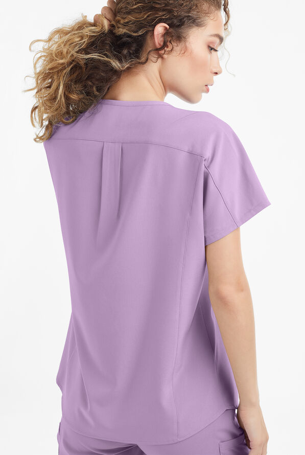 Blusa m&eacute;dica holgada Easy STRETCH Sierra con cuello en V y 2 bolsillos para mujer - Amethyst Mist - 3