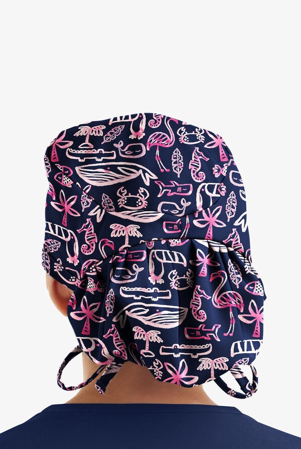 Gorro médico quirúrgico estampado UA Tropical Oasis Navy para mujer - null - 2