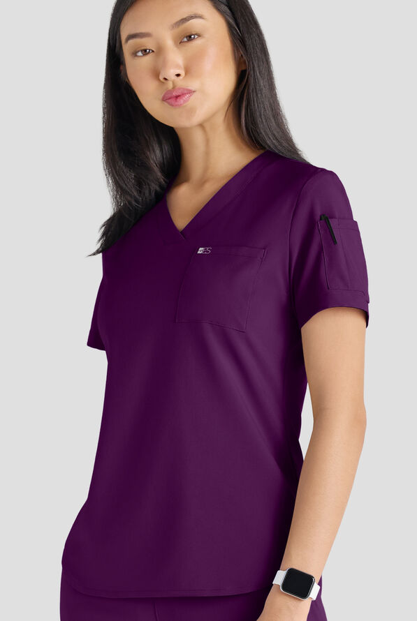 Conjunto de uniforme m&eacute;dico Easy STRETCH con 10 bolsillos para mujer - Eggplant - 9