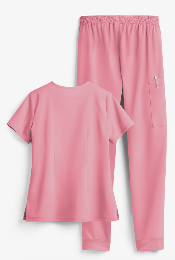 Tafford Active STRETCH Women's 5-Pocket Jogger Scrub Set - Cashmere Rose - 2