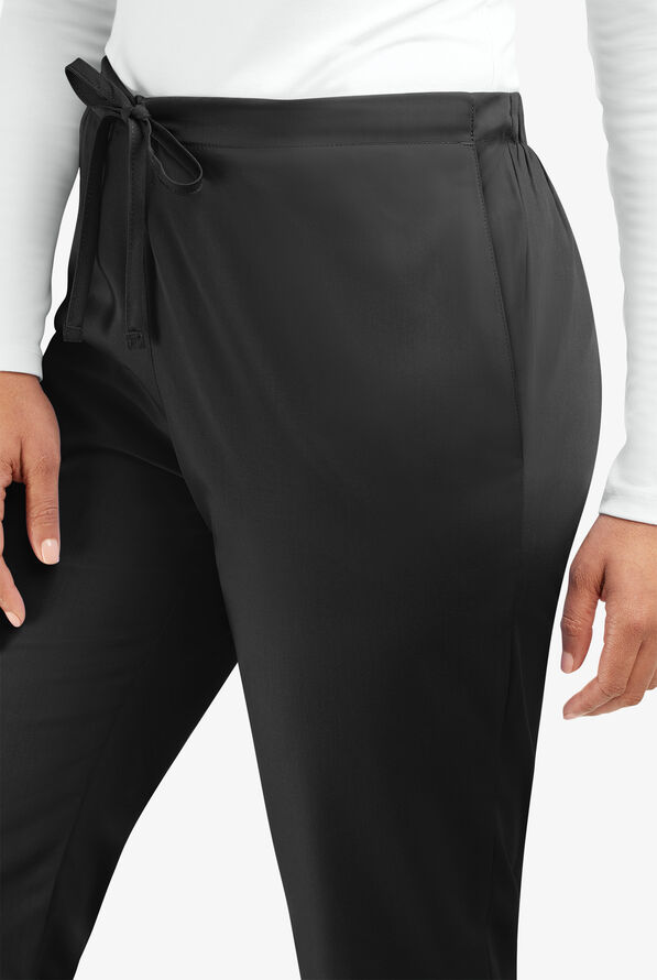 Cherokee Workwear Women's 3-Pocket Flare Leg Drawstring Scrub Pants - Black - 2