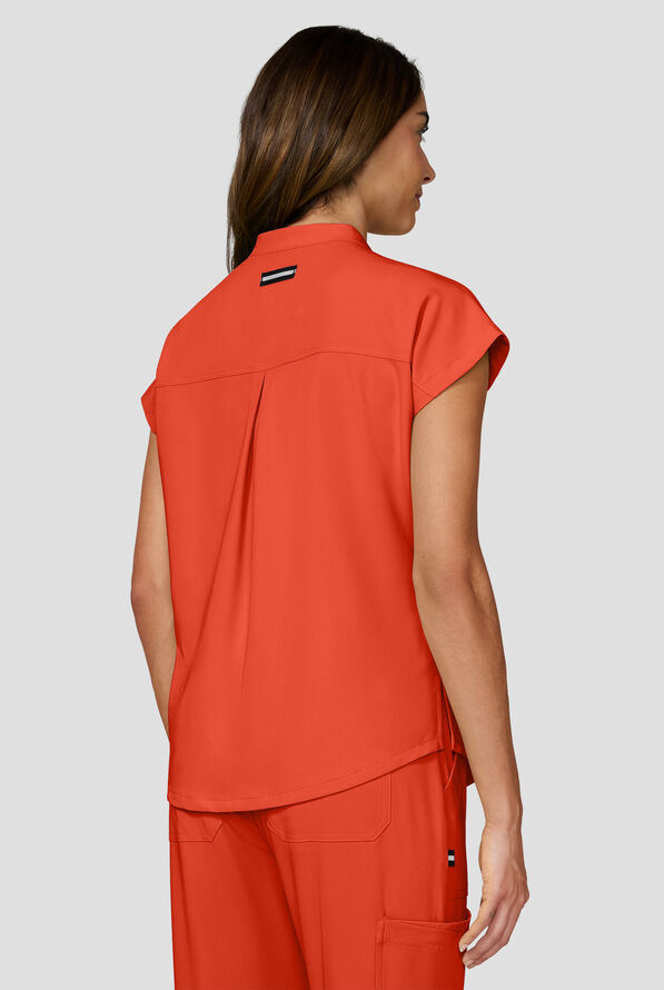 koi Next Gen Superhuman Women's 2-Pocket STRETCH Dolman Sleeve Scrub Top - Burnt Umber - 4